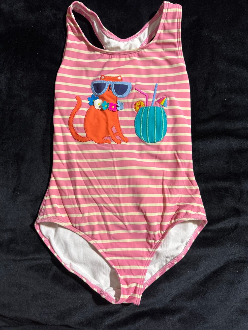 Mini Boden Girls Kitty Cat Sunglasses Bathing Swim Suit 9-10 years